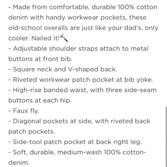 NEW Old Navy Slouchy Straight Jean Overalls 28 - Picture 7 of 15